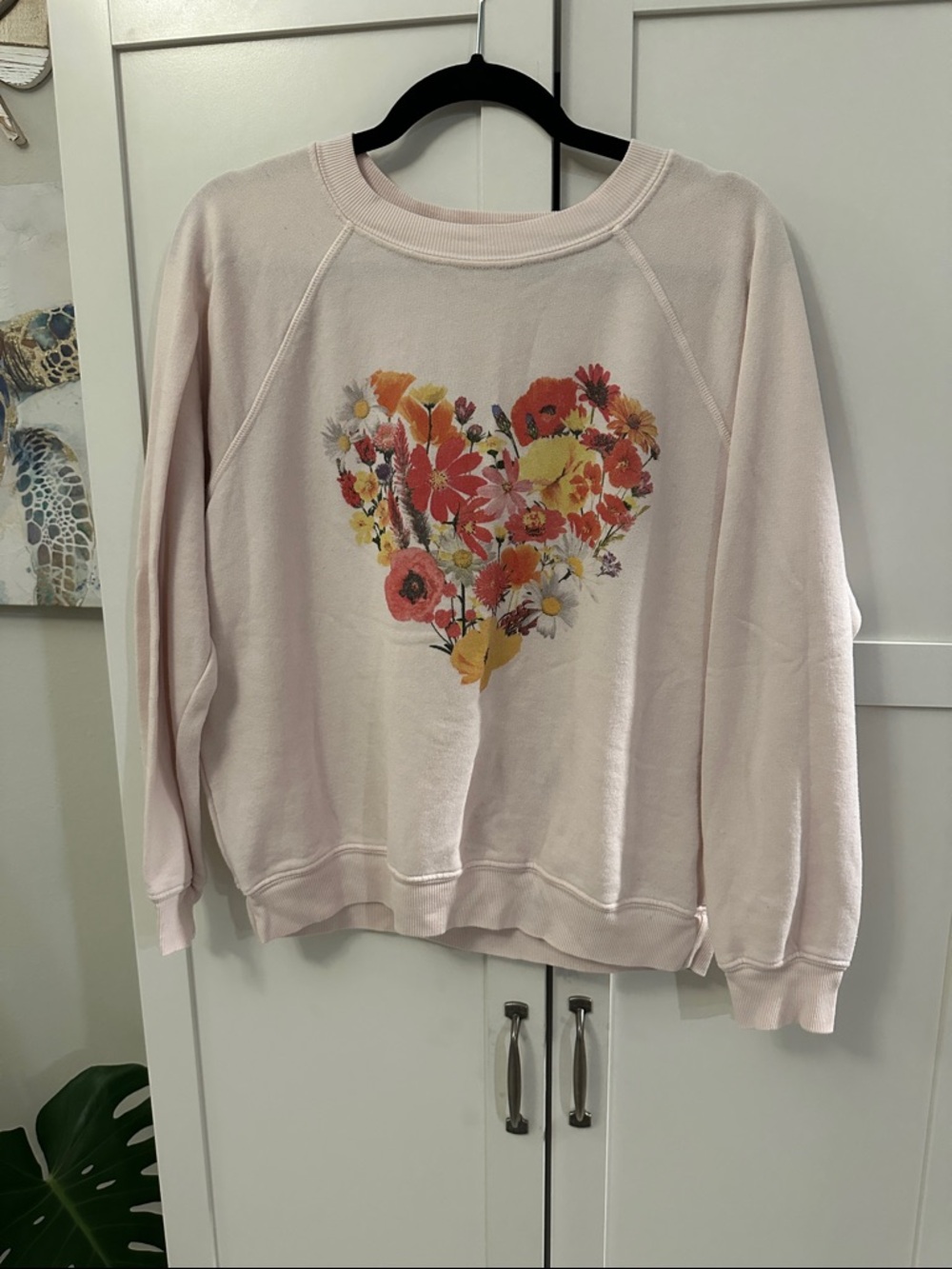 Wildfox Light Pink Floral Heart Sweatshirt